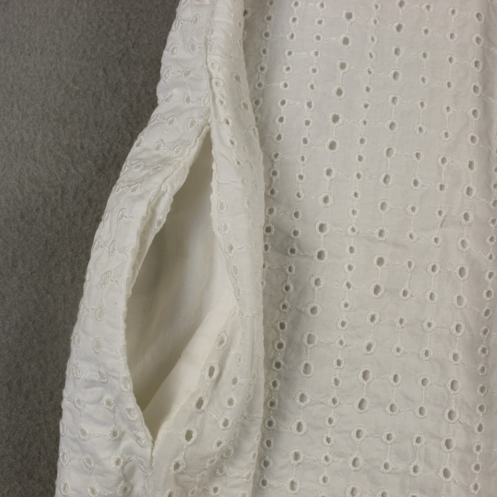 Banana Republic Eyelet Shift Dress Womens 10 White Excellent Cotton Sleeveless - Picture 4 of 11